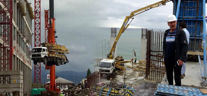 Karadenizliler bunu da yaptı: Beton mikser vinçle taşındı