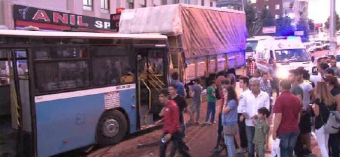 Kafa kafaya giren kamyon ve otobüs dehşet saçtı