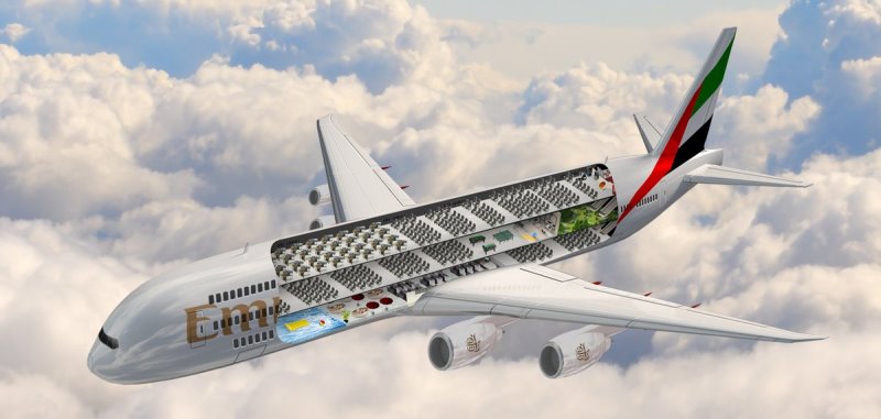 Bu uçağın içinde havuz, fitness ve bilardo salonu var