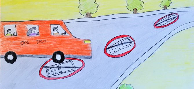 Çocuklar trafikte sorumluluğu resimle anlattı