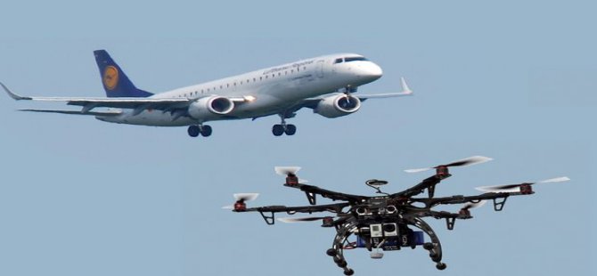 Drone, inişe geçen uçağa çarptı