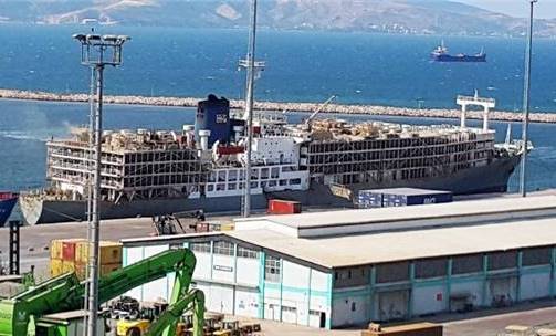 Yüzen ahır Çelebi Bandırma Limanı'nda