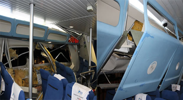 Kaza yapan deniz otobüsü bakıma alındı