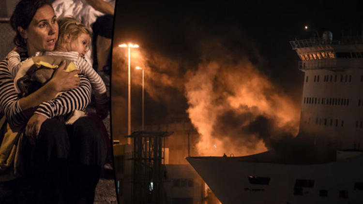 Bin kişinin olduğu gemi yanmaya devam ediyor