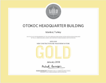 Otokoç Otomotiv, Türkiye’deki ilk “Leed Gold Yeşil Kampüs” unvanını kazandı