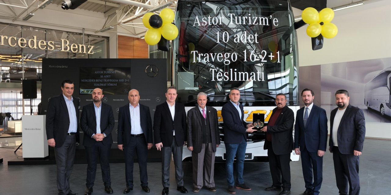 Astor Turizm, 10 adet Travego 16 2+1 siparişinin ilk 5 aracını teslim aldı