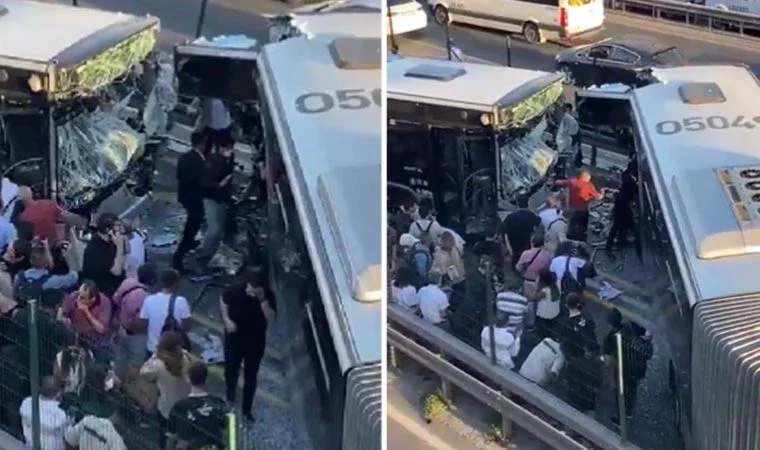 Facia: Avcılar'da iki metrobüs kafa kafaya çarpıştı
