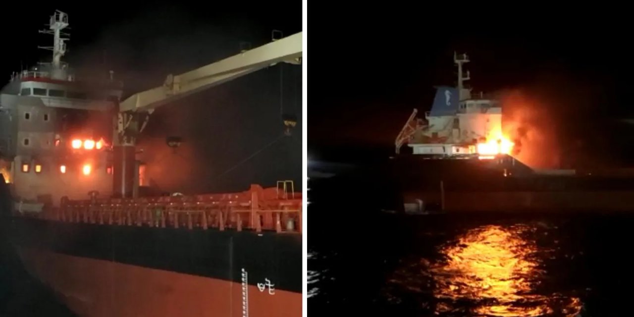 Sinop'ta gemi yangını; yaralılar var, gemi kaptanı kayıp
