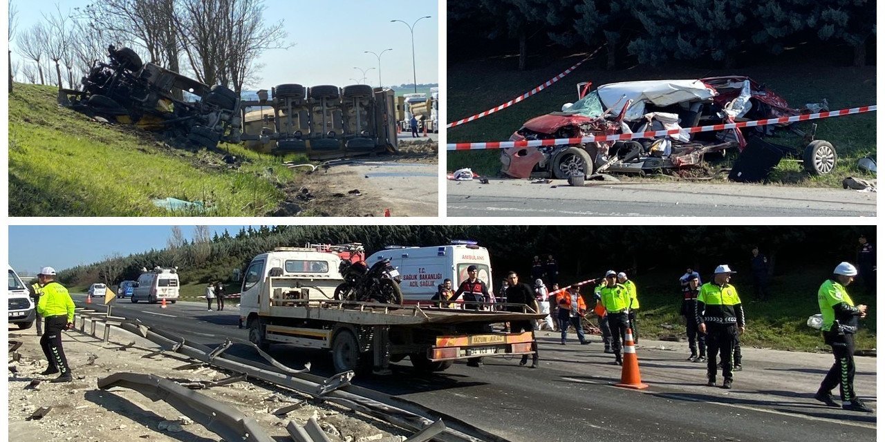 Silivri'de bir TIR, iki özel otomobile çarptı: 6 ölü