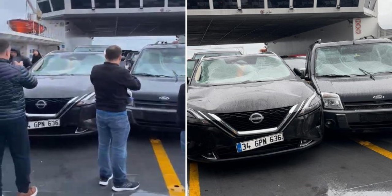 İDO feribotunda korku dolu anlar: Dalgalar araçları mahvetti