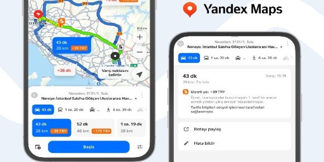 Yandex Maps Artık Güzergâh Boyunca Yol Ücretlerini Gösteriyor