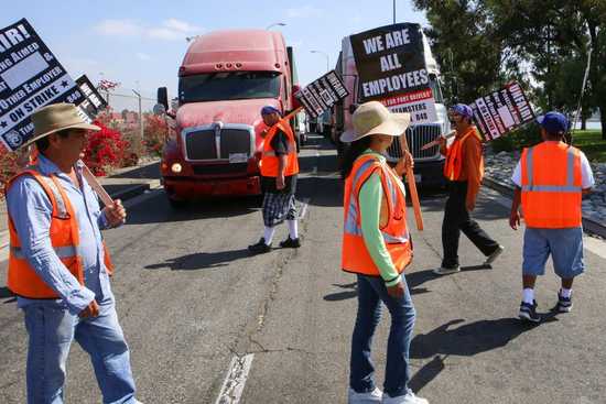 Empty Holiday Shelves Hinge on 120 Los Angeles Truckers